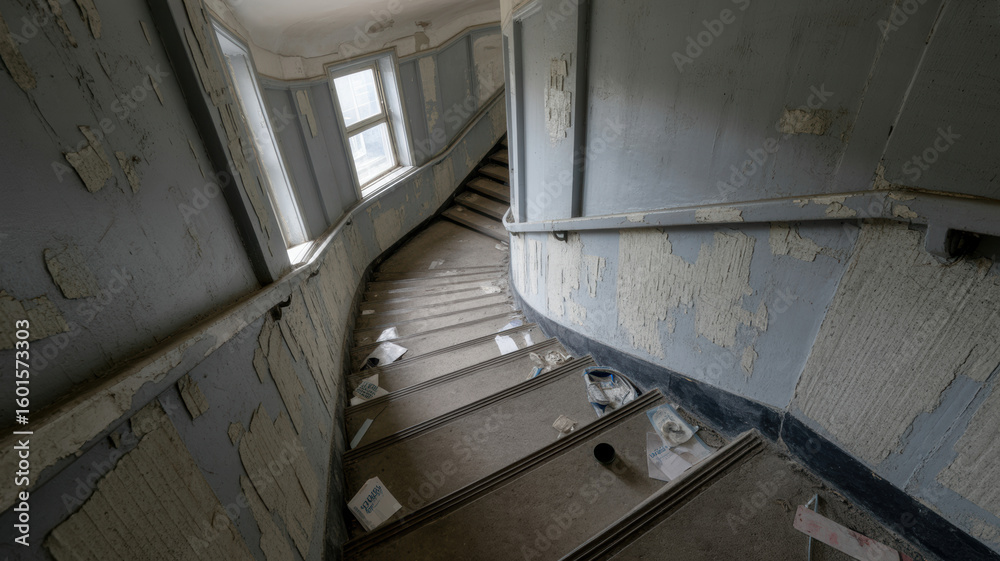 Fototapeta premium Escalier d'un hôpital abandonné