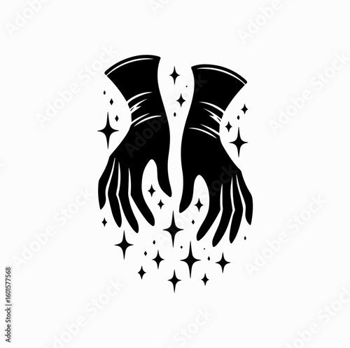 Hanging Witch Gloves Silhouette – Magical Symbol Vector Illustration