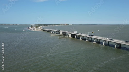 Wallpaper Mural Drone flies north along west side of Dunedin Causeway in Dunedin, Florida, USA Torontodigital.ca