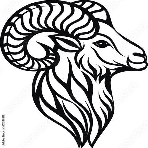 Tribal Ram Head Illustration