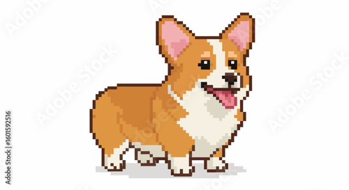 Pixelated Corgi Portrait Adorable Digital Art of a Smiling Pembroke Welsh Corgi