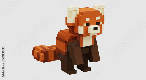 Pixelated Red Panda A Digital Cubist Rendering