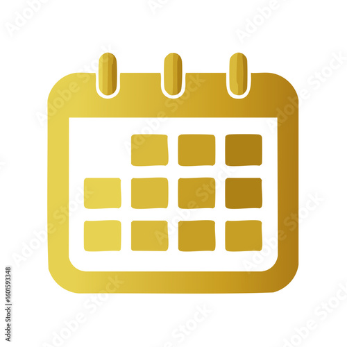 Golden Calendar Icon Symbolizing Schedule Dates, Organization and Planning