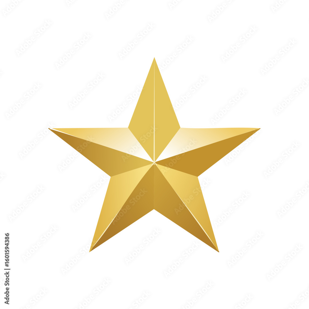 Obraz premium Isolated Golden Star Rendering Shining Five Point Symbol or Decoration