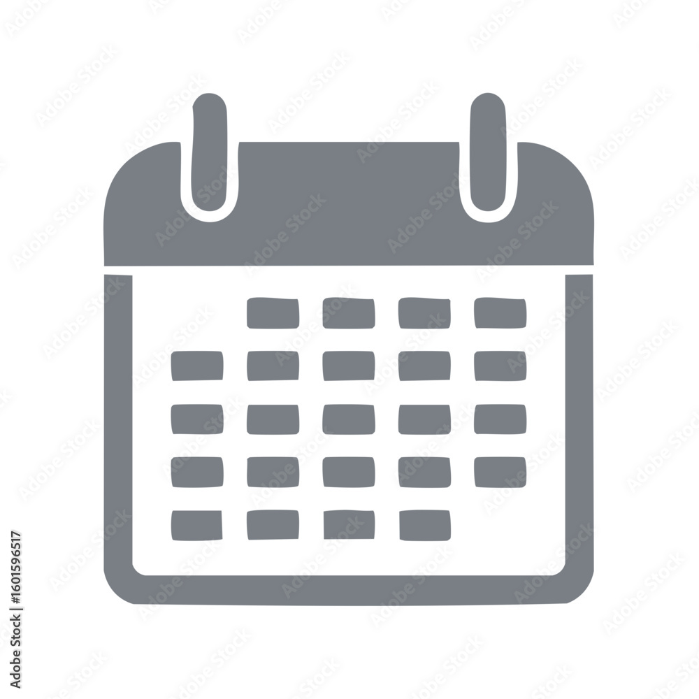 Flat Calendar Icon with Grid for Scheduling, Dates, or Appointments Flat Calendar Icon with Grid for Scheduling, Dates, or Appointments