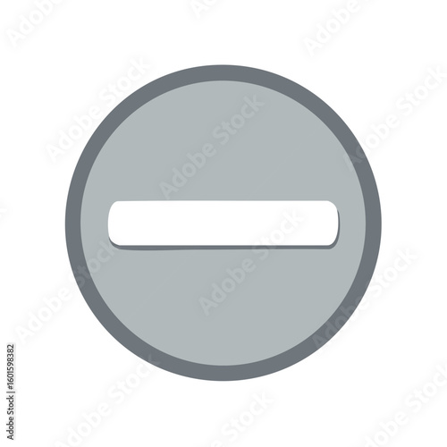 Minus Sign Gray Circle Flat Design, Stop Sign, Cancellation Symbol, Round Icon