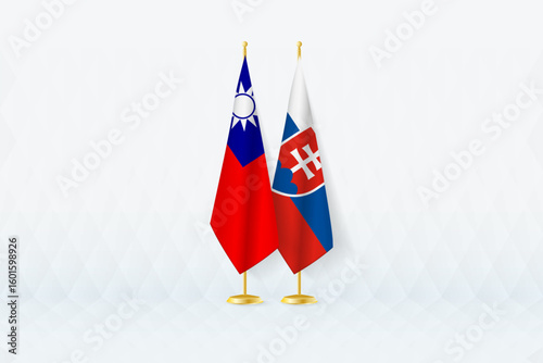 Taiwan and Slovakia Flags Side by Side, Symbol of International Partnership.