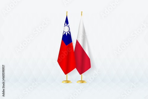 Taiwan and Poland Flags Side by Side, Symbol of International Partnership.
