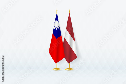 Taiwan and Latvia Flags Side by Side, Symbol of International Partnership.