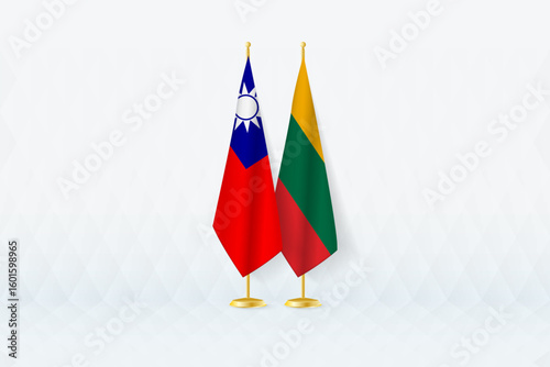 Taiwan and Lithuania Flags Side by Side, Symbol of International Partnership.