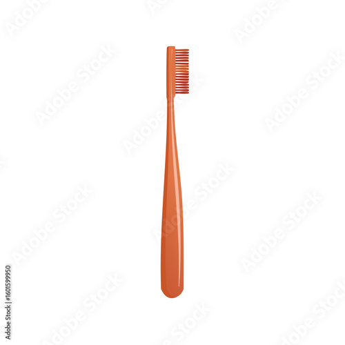 Isolated orange toothbrush for dental hygiene; daily oral care and teeth cleaning concepts.
