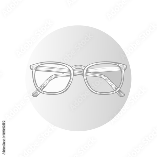 Hand Drawn Glasses Illustration on Circle Background for Vision Correction and Fashion