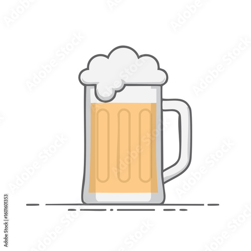 Beer mug illustration with foamy head full of golden liquid, perfect for breweries or events