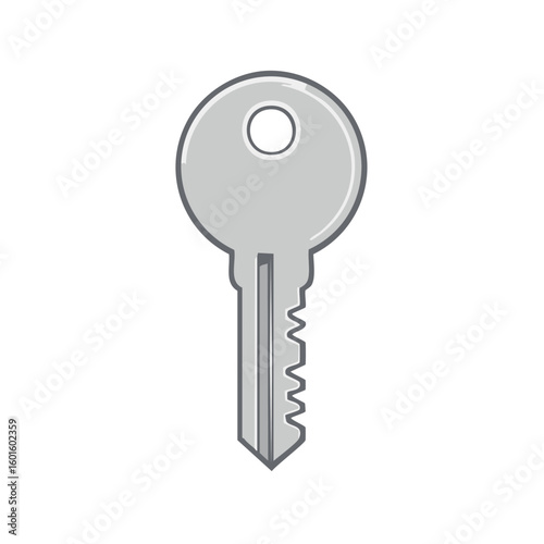 Gray Key Illustration Isolated Access Security Concept Flat Design Style