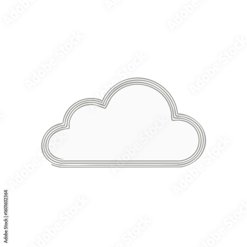 Illustration of a cloud made of three lines on a white background, minimal design with clean geometry, line art, cloud computing