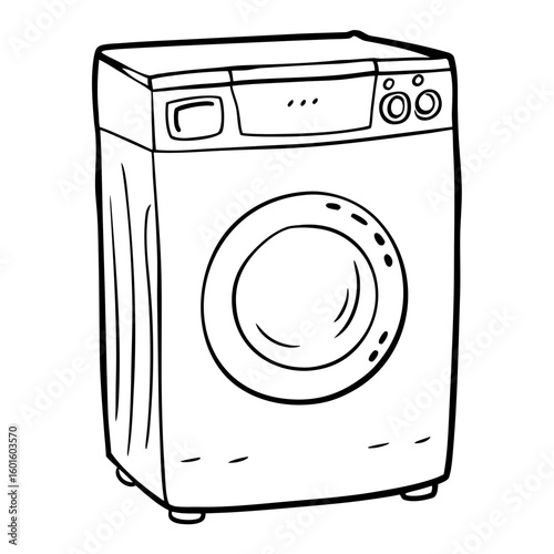 Outline drawing of a modern washing machine in simple design  