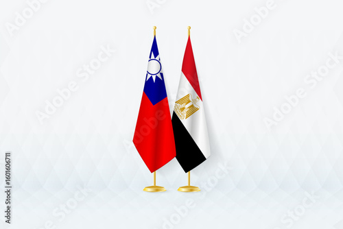 Taiwan and Egypt Flags Side by Side, Symbol of International Partnership.