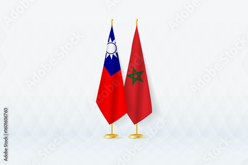 Taiwan and Morocco Flags Side by Side, Symbol of International Partnership.