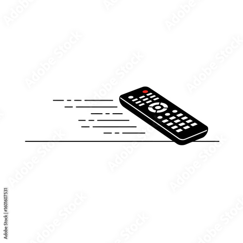 Black TV Remote Control with Red Power Button and White Buttons
