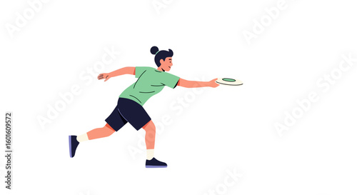 Frisbee Throw: Dynamic Action on White Background