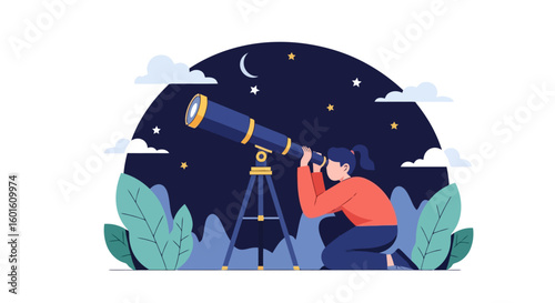 Stargazer's Night: Exploring the Cosmos Through a Telescope