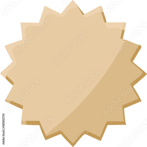 Glossy Beige Starburst Sticker. Blank Sunburst Label for Sale and Promotion. Vector Graphic.
