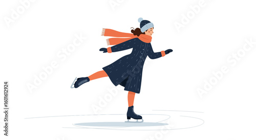 Winter Fun: A Girl Ice Skating Illustration