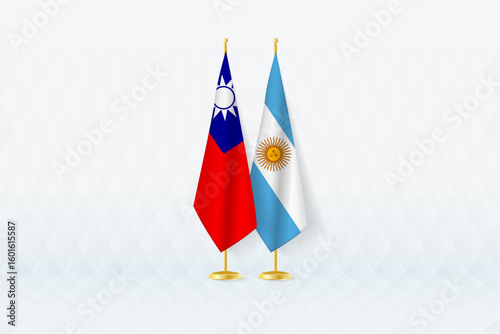 Taiwan and Argentina Flags Side by Side, Symbol of International Partnership.