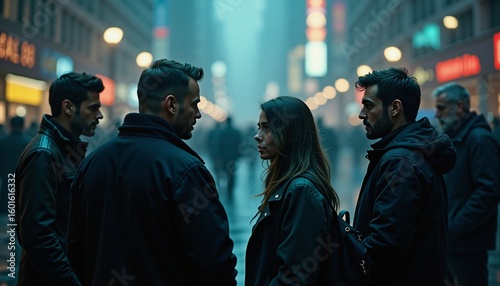 Mysterious Meeting on City Street