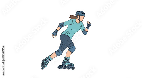 Inline Skating Girl in Motion: Active Lifestyle Illustration