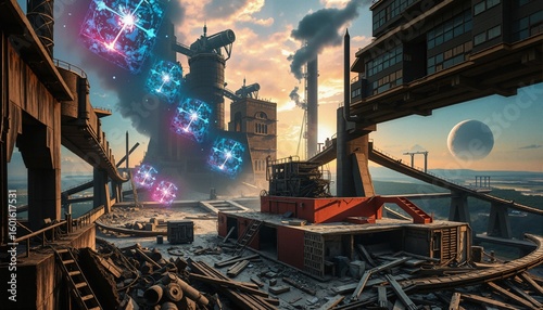 Futuristic Industrial Planetary Scene
