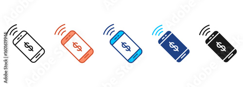Contactless Pay Icon Set Multiple Style Collection