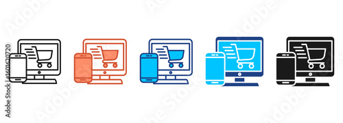 Online Shop Icon Set Multiple Style Collection