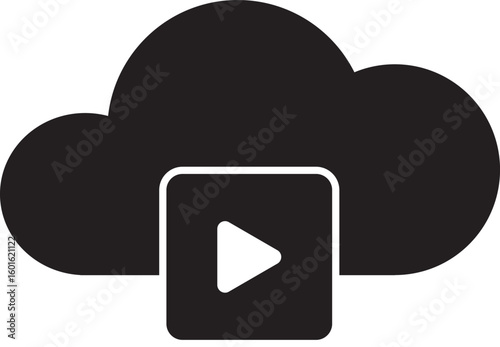 Cloud play technology symbol for streaming media and video on demand services