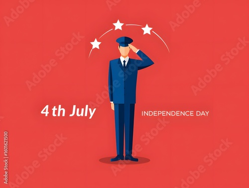 Fourth of july independence day patriotic celebration with soldier and stars vector art