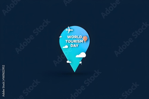 World tourism day travel destination airplane hot air balloon vacation celebration