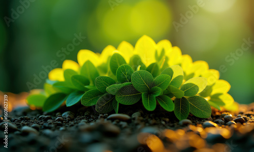 Fresh green leaves in sunlight