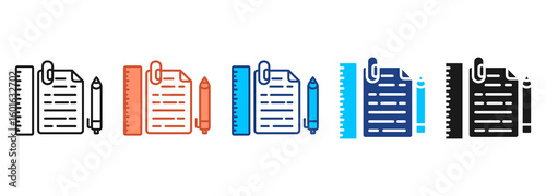 Office Supplies Icon Set Multiple Style Collection