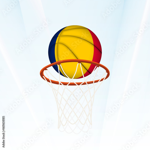 Chad Flag Basketball Scoring Through Hoop.