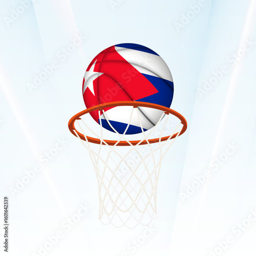 Cuba Flag Basketball Scoring Through Hoop.