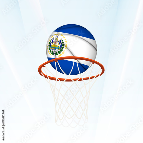 El Salvador Flag Basketball Scoring Through Hoop.