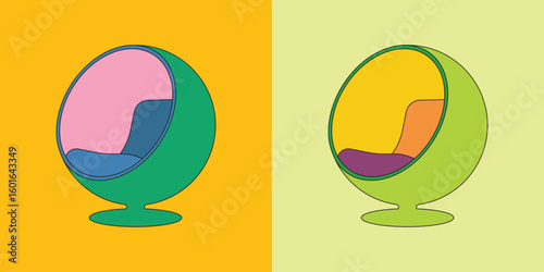 Design chair round circle ball fluffy colorful