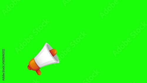Megaphone loudspeaker handheld green screen animation for Advertising and promotion, Marketing concept, loudspeaker lightning. Announcement Mic, Loudspeaker announcing crazy promotions.
