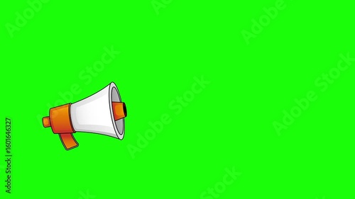 Megaphone loudspeaker handheld green screen animation for Advertising and promotion, Marketing concept, loudspeaker lightning. Announcement Mic, Loudspeaker announcing crazy promotions.
