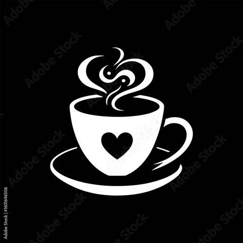 Love Coffee cup Logo Icon Silhouette Art Vector