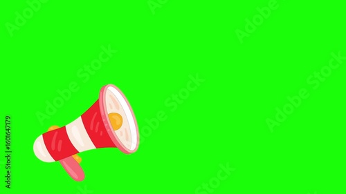 Megaphone loudspeaker handheld green screen animation for Advertising and promotion, Marketing concept, loudspeaker lightning. Announcement Mic, Loudspeaker announcing crazy promotions.
