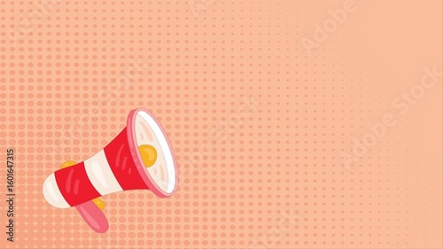 Megaphone loudspeaker bullhorn handheld animation for Advertising and promotion, Marketing concept, loudspeaker lightning. Video Animation. Announcement Mic, Loudspeaker announcing crazy promotions.
