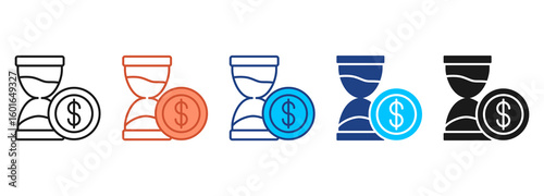 Time Is Money Icon Set Multiple Style Collection