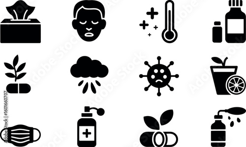 Vector illustration:  Simple black tea icons set, minimalist style.