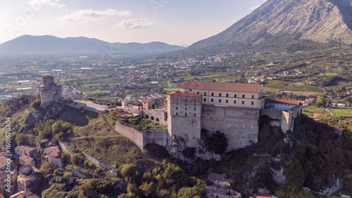 Tableau sur toile Aerial View of Castello di Montesarchio and Tower in Campania Italy